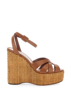 Aquazzura Copacabana woven wedge-heel sandals - Brown