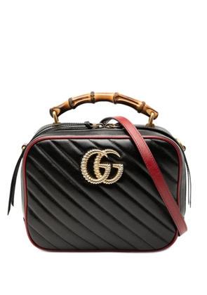 Gucci Pre-Owned 2016-2026 Small GG Marmont Matelasse Diagonal Leather Torchon Bamboo satchel - Black