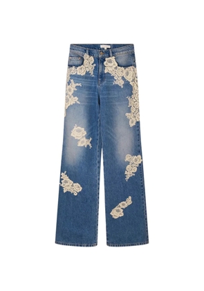 LoveShackFancy lace floral jeans - Blue