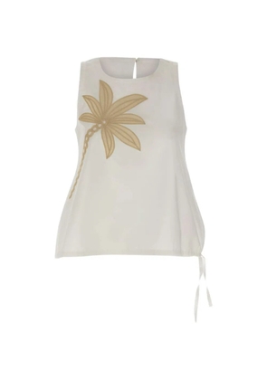 kaos palm-embroidered drawstring top - White