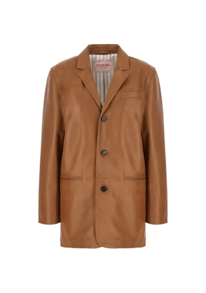 Iceberg button leather jacket - Brown
