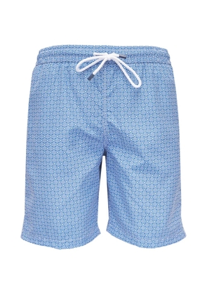 Fedeli drawstring patterned swim shorts - Blue