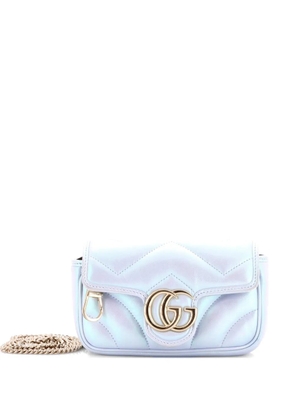 Gucci Pre-Owned GG Marmont Flap Bag Chevron Iridescent Leather Super Mini crossbody bag - Metallic