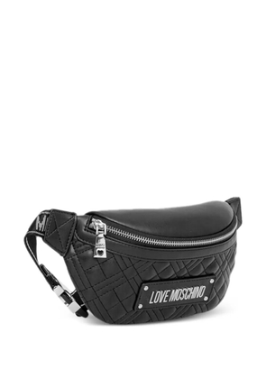Love Moschino quilted logo-plaque belt bag - Black