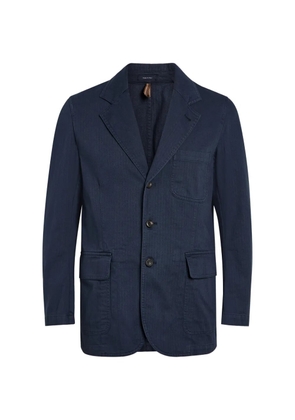 Drake's herringbone pocket blazer - Blue