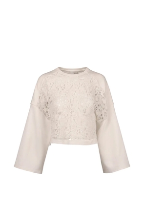 Valentino Garavani lace-panel sweatshirt - Neutrals