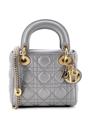 Christian Dior Pre-Owned Lady Dior Chain Bag Cannage Quilt Lambskin Mini satchel - Grey