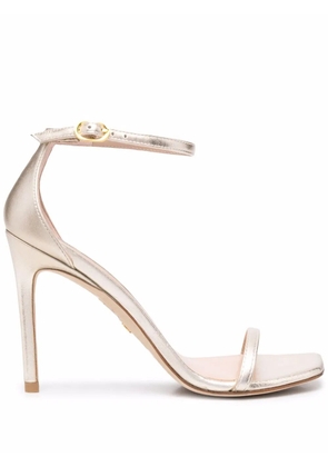 Stuart Weitzman square-toe metallic-effect sandals - Gold