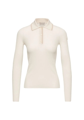 Moncler ribbed knit polo top - Neutrals
