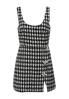 Self-Portrait check boucle mini dress - Black