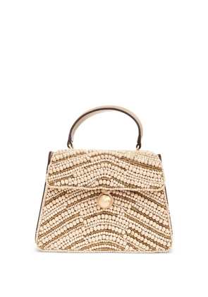 Cult Gaia wood-bead embellished tote bag - Neutrals
