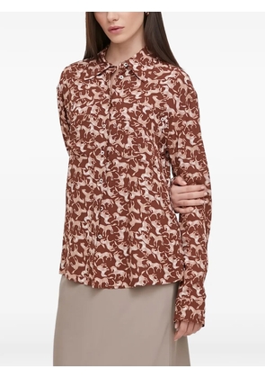 Benetton animal print collared top - Brown