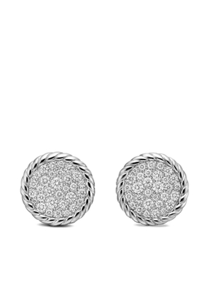 David Yurman sterling silver DY Elements Button diamond stud earrings