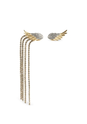 Zadig&Voltaire Rock Feather silver feather strass pendant earrings - Gold
