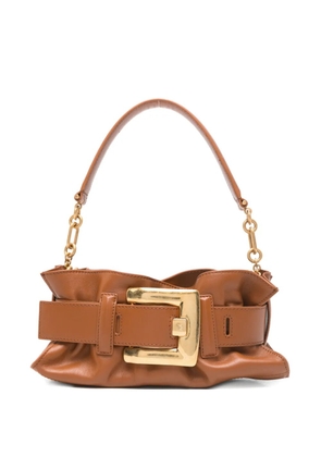 Balmain buckle-chain leather tote bag - Brown