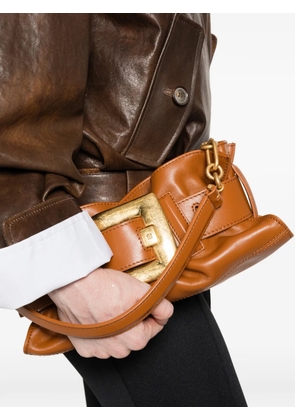 Balmain buckle-chain leather tote bag - Brown