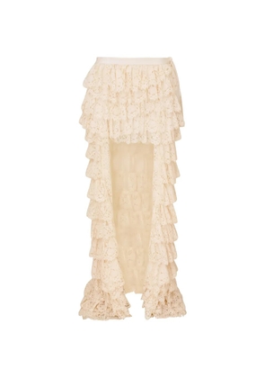 LoveShackFancy Camilia lace ruffled maxi skirt - Neutrals