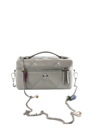 Tory Burch Kira quilted embellished-chain cross-body bag - Grey