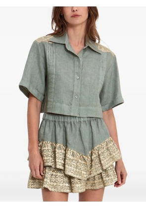 GREEK ARCHAIC KORI geometric-print-detail shirt - Green