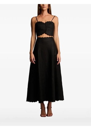HEVRON Delilah scalloped crop top - Black