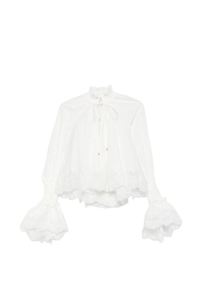 ZIMMERMANN Alchemy lace-trim gathered shirt - White