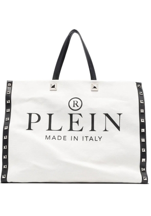 Philipp Plein studded logo-print tote bag - White