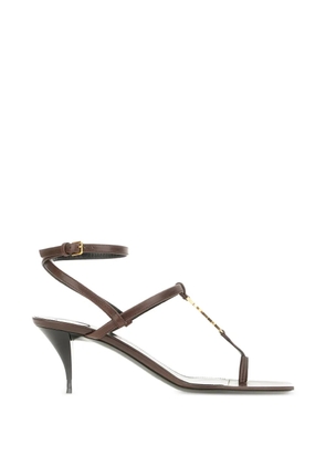Saint Laurent logo-detail heeled sandals - Brown