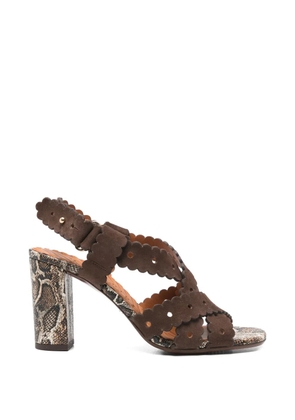 Chie Mihara scalloped snakeskin sandals - Brown