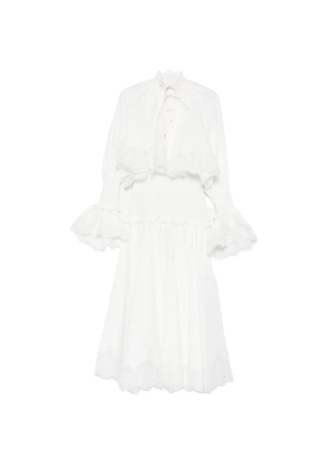ZIMMERMANN Alchemy lace-detail ruffle midi dress - White
