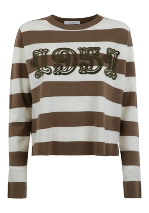 Max Mara striped appliqué sweater - White