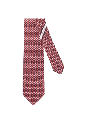 Ferragamo geometric diagonal stripe tie - Red
