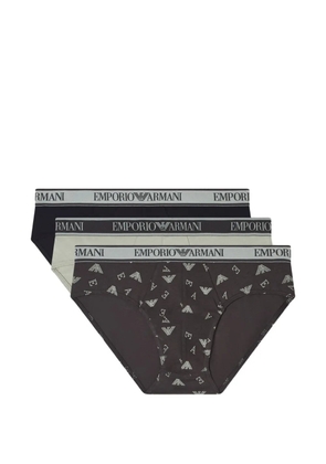 Emporio Armani logo-waistband briefs (set of three) - Brown