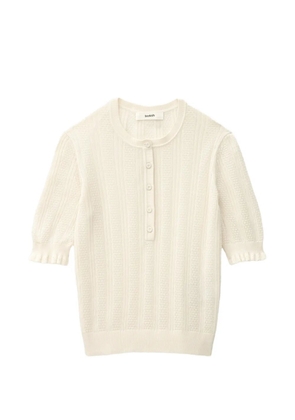 Ba&Sh Viola ruffled polo top - Neutrals