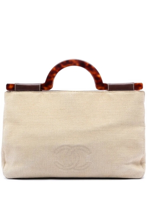 CHANEL Pre-Owned 1997-1999 CC Canvas Tortoise Handle tote bag - Neutrals