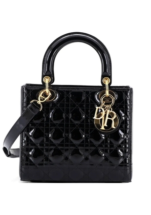 Christian Dior Pre-Owned Lady Dior Bag Cannage Quilt Patent Medium satchel - Black