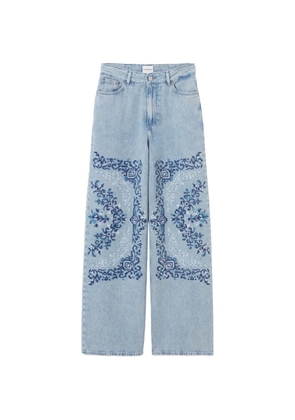Claudie Pierlot embroidered wide-leg jeans - Blue