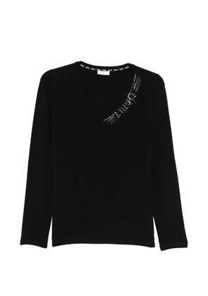 LIU JO embellishment V-neck T-shirt - Black