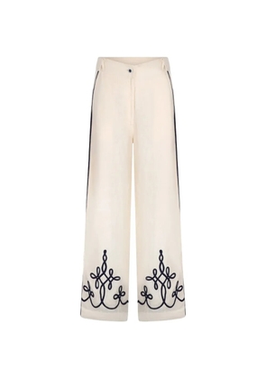 Carolina K Sam embroidery-detail linen trousers - Neutrals