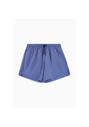 Ea7 Emporio Armani logo-patch drawstring swim shorts - Blue