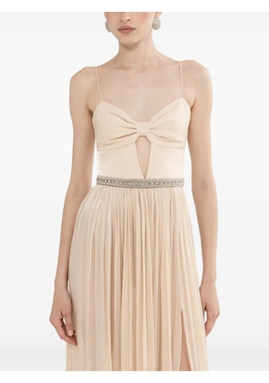 NISSA crystal-detail chiffon maxi dress - Neutrals
