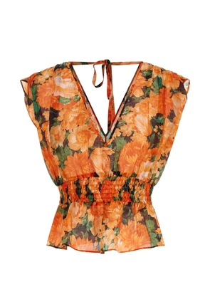 PINKO botanical garden V-neck top - Orange