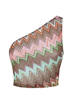 Missoni zigzag one-shoulder top - Neutrals