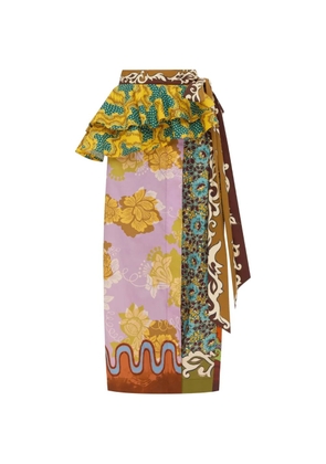 ALEMAIS Arnie ruffled print midi skirt - Orange