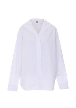TOTEME V-neck classic collar shirt - White
