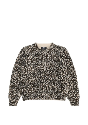 Stüssy leopard crewneck T-shirt - Neutrals