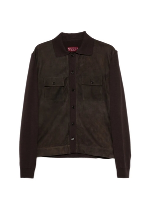 Gucci leather shirt jacket - Brown