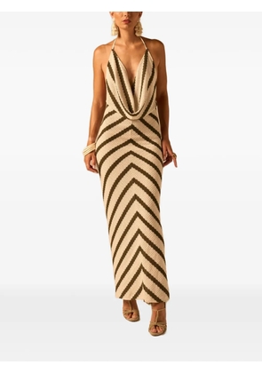 JBQ striped halterneck maxi dress - Neutrals