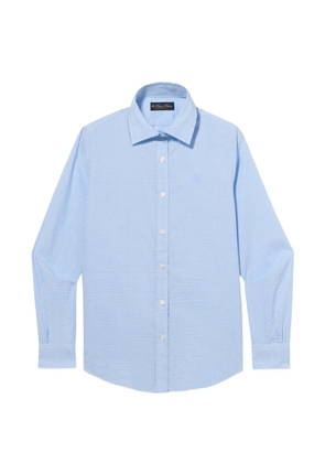 Brooks Brothers logo-embroidered micro-checked shirt - Blue