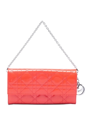 Christian Dior Pre-Owned 2012 Patent Cannage Lady Dior Wallet On Chain crossbody bag - Orange