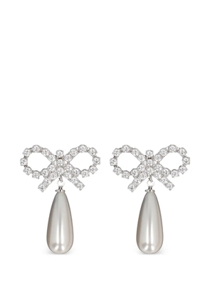 Self-Portrait bow-detail earrings - Silver